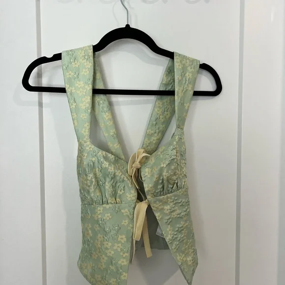 Reformation Azalea Top Seafoam Floral - Size 0 - Picture 3 of 3